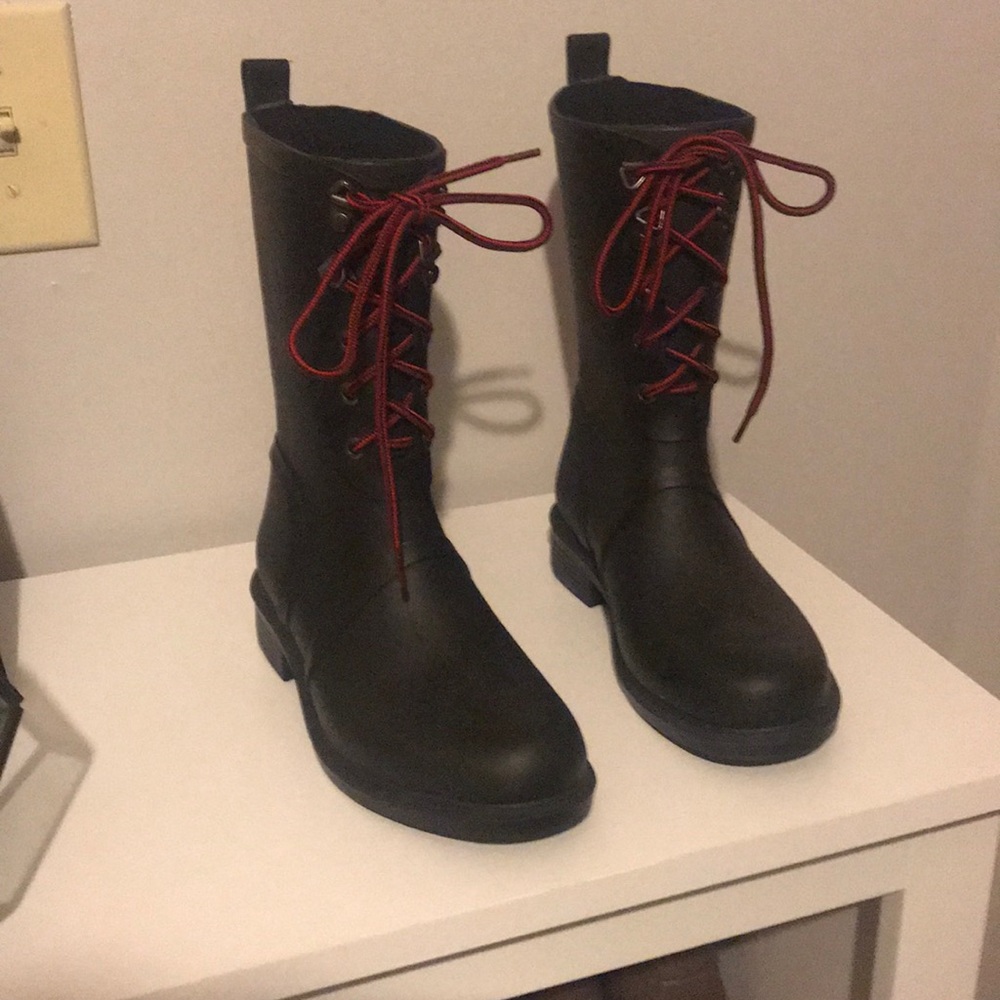 Black rain boots